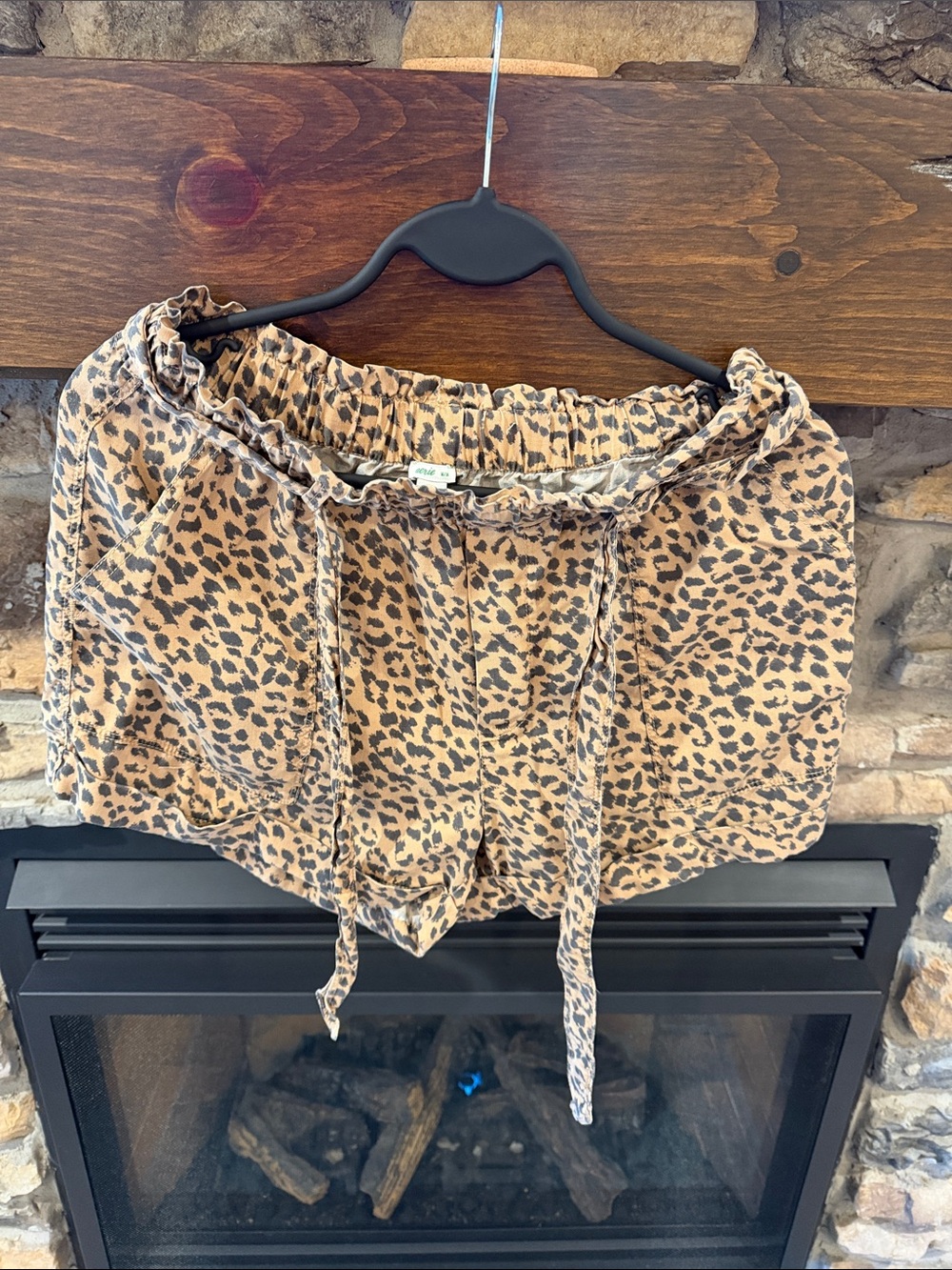 aerie Leopard Print Drawstring Lounge Shorts - Tan & Black